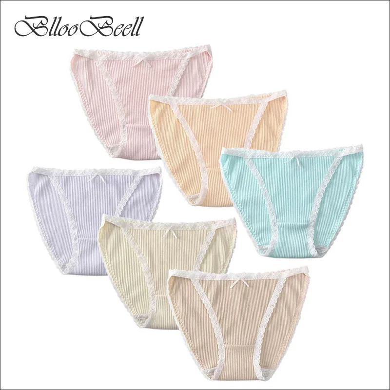

BllooBeell 3pcs Cotton Underwear Women Sexy Lace Panties Girls Seamless Briefs Low Rise Solid Female Underpants Lingerie M/L/XL