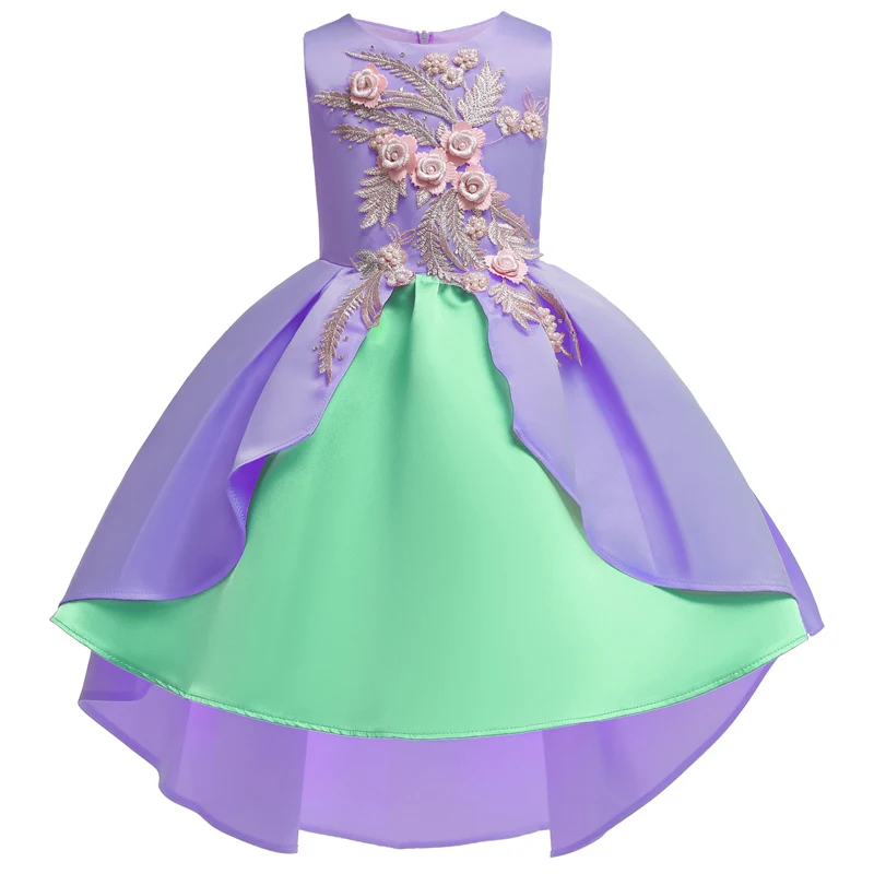 Flower Girl Wedding Party Bridesmaid Petal Embroidery Tail Dress Banquet Show Ball Performance vestido | Свадьбы и торжества