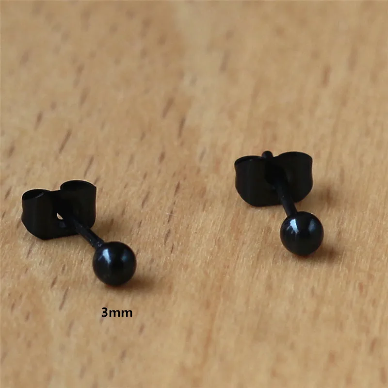 

Brief Black 3MM Small Balls Stud Earrings 316 Stainless Steel Vacuum Plating No Fade Allergy Free