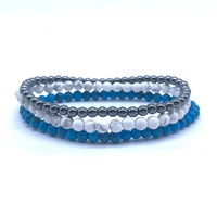 natural stone beaded bracelet bangle sets 4 mm round healing energy hematite howlite women girl yoga jewelry gift for her 11