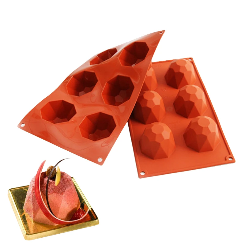 

6 Cavity Gem Shaped Chocolate Mold Silicone Cake Mold Fondant Baking Tool Jelly Pudding Molds DIY Soap Mould