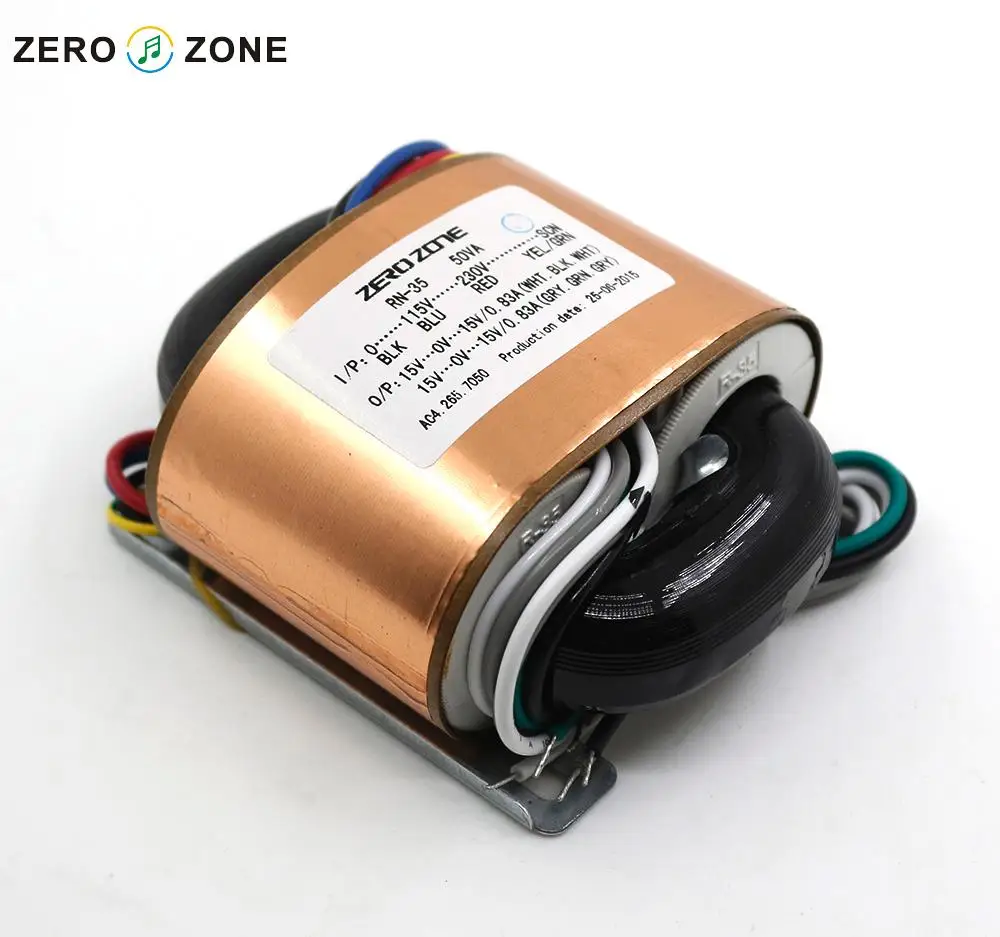 GZLOZONE 115V/ 230V 50W (50VA) Dual 15V / 0.83A R-type Transformer With Copper Foil Shield | Электроника