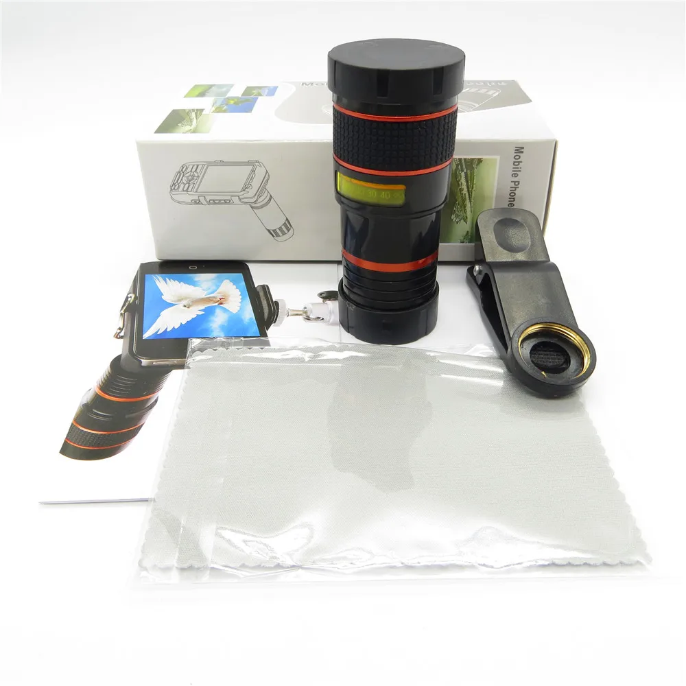 Универсальный телескоп с оптическим зумом 8X зажим для объектива камеры