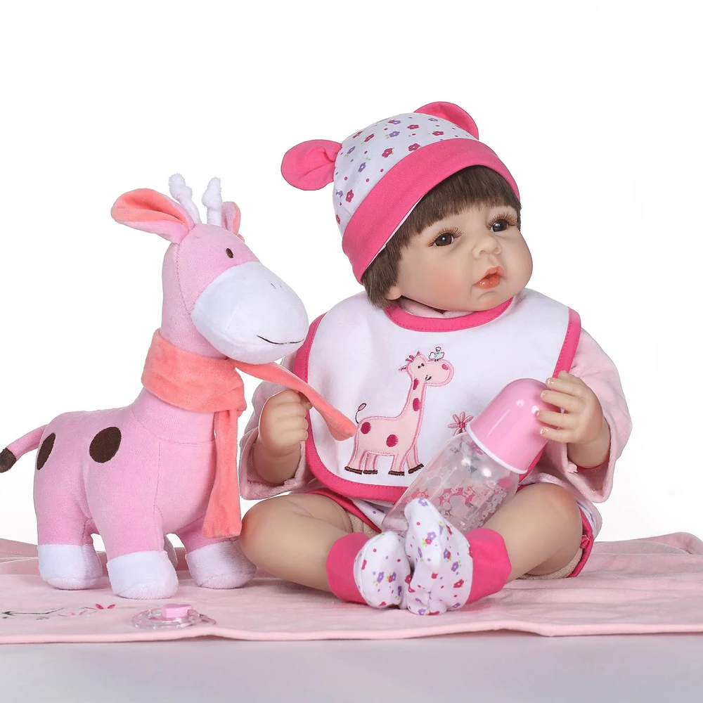 22&quotgirl doll reborn babies silicone vinyl children toy pink blanket real cute bebe alive dolls | Игрушки и хобби