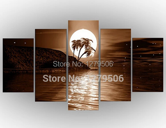 Абстрактная Современная Пейзаж ручной работы полная луна картина маслом на