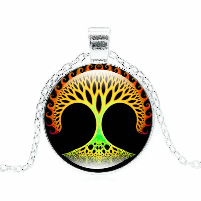 12 стилей Древо жизни кулон ожерелье стекло ручной работы кабошон картина DIY
