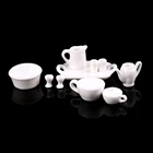 10 шт.компл., горшок, кухонный декор, кукольный домик, миниатюрная белая фарфоровая посуда 1:12, чайный горшок, кофейные чашки блюдце-поддон, тарелка, чайный набор