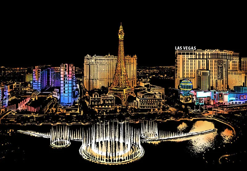 Las Vegas 405*285 мм DIY скребковая живопись бумага для рисования мир пейзаж царапины скребковая живопись трафареты креативный подарок на день рождения - Габаритные размеры: Las Vegas
