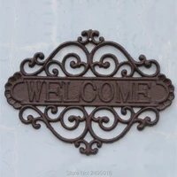 Hot WELCOME Sign Heavy duty Iron French Country Cottage Plaques Wall mounted  hanging Sticker Outdoor door Sign of Villa Decor