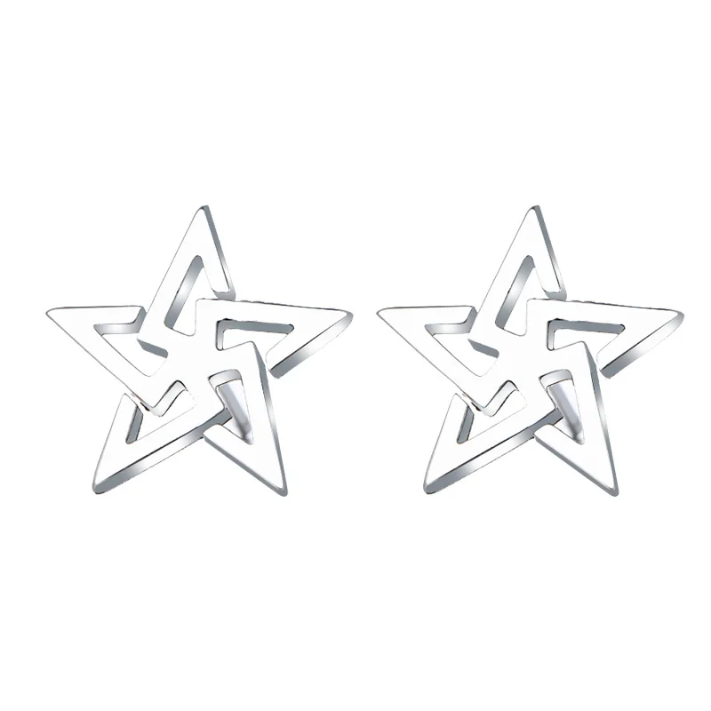 DOTIFI Stainless Steel Stud Earring For Women Man Pretty Pentagram Gold And Silver Color Lover's Engagement Jewelry | Украшения и