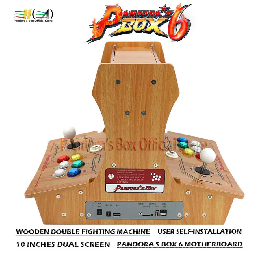 Pandora Box 6 1300 в 1 деревянная Двойная Боевая машина diy мини-аркадная bartop поддержка пользователя самостоятельной установки добавить fba mame ps1 3d