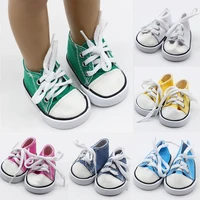 43cm born baby doll shoes canvas lace up sneakers white black green pink red shoes for 18 inch height girl dolls accessories