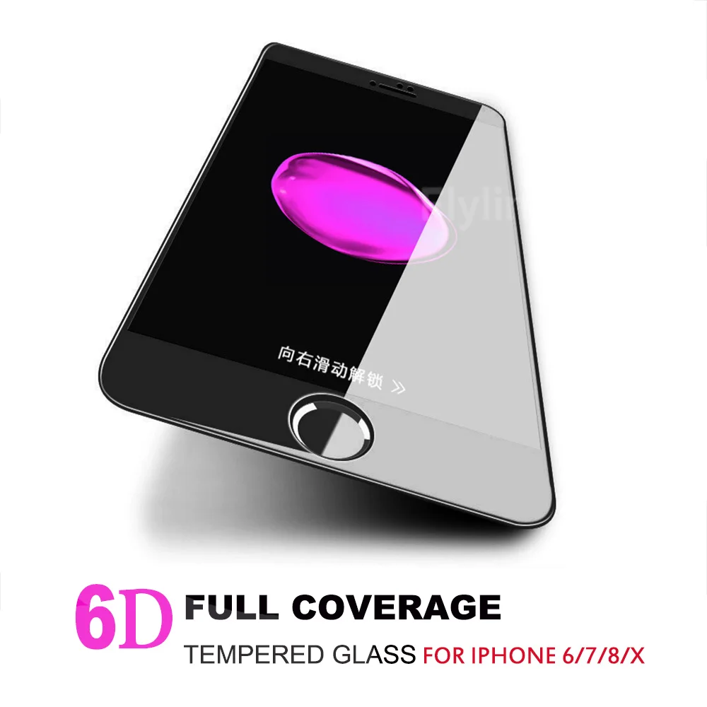 6D полное покрытие защитное закаленное стекло для iPhone 6 6s 7 8 Защита экрана X Plus