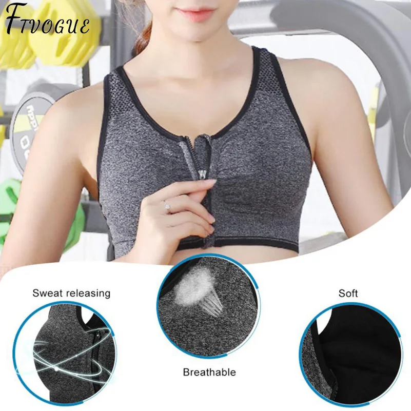 Спортивные топы жилет на молнии пуш ап спортивные бюстгальтеры мягкие без