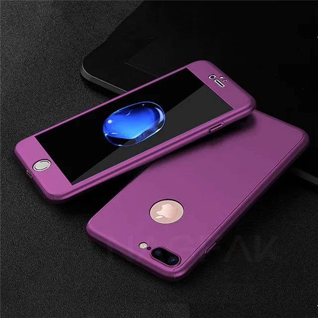 Shell and glass NAGFAK 360 полный защитный чехол для телефона для iPhone 8 7 6 6s 7 Plus 5 5S SE противоударный чехол для iPhone 7 8 Plus 6 5S 6s Чехол - Цвет: Shell and glass