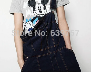 Denim Overalls For Men 2015 New Fashion Bib Jeans Free Shipping | Мужская одежда