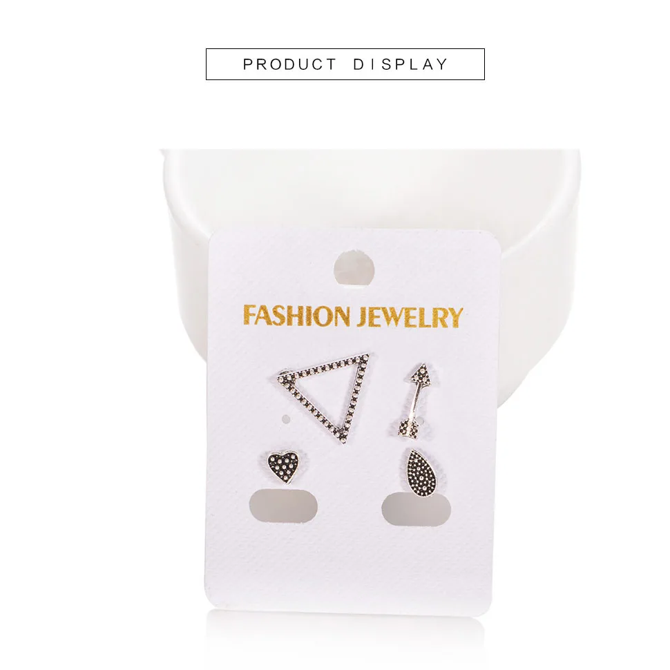 12 компл./лот массивные серьги гвоздики со стрелками в форме капли воды сердца для