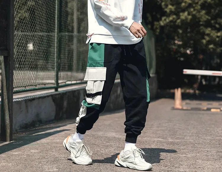 Новые западные Harajuku боковые ленты мужские брюки для бега хип хоп Уличная осень зима обычная, высокая, на выход мужские шаровары