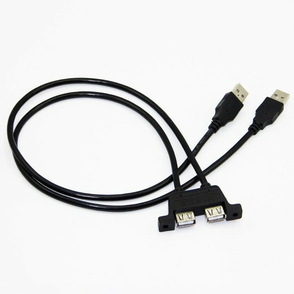 50 см USB 2 0 Удлинительный кабель Male-2 Female с винтовой панелью Mount Foil + Плетеный