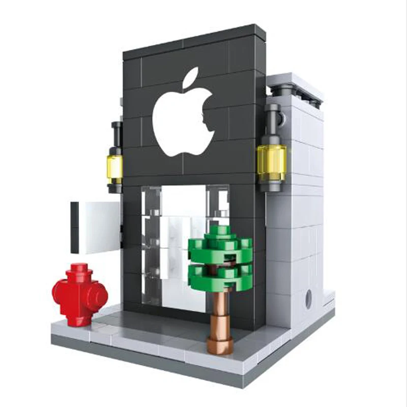 Модели строительные наборы 3D Мини Legoingly City Street розничный магазин McDonald Cafe Apple мини