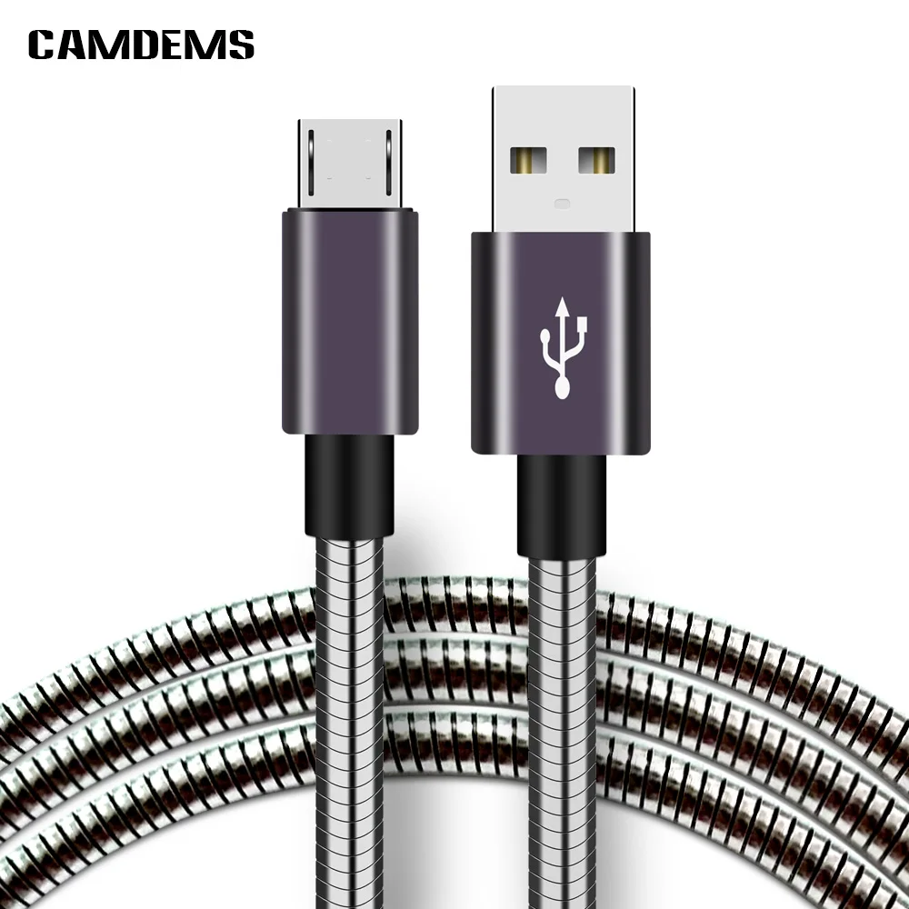100 шт./лот max 2A V8 micro usb кабели металлический пружинный кабель для быстрой зарядки
