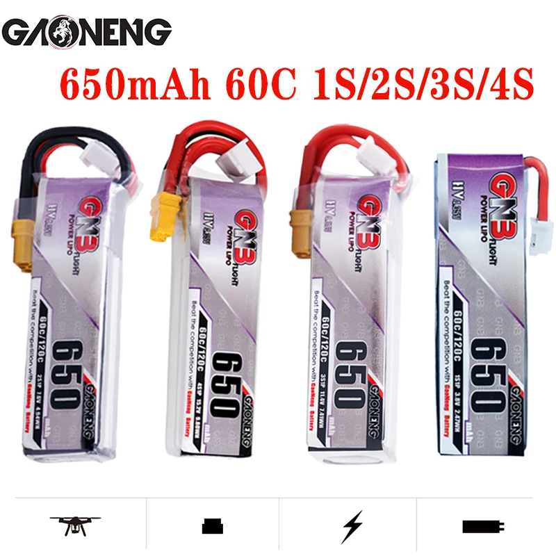 5 шт. Lipo аккумулятор Gaoneng GNB HV 650mAh 60C 1s 2s 3s 4S HV с разъемом PH2.0 XT30 для Emax Tinyhawk Kingkong LDARC TINY