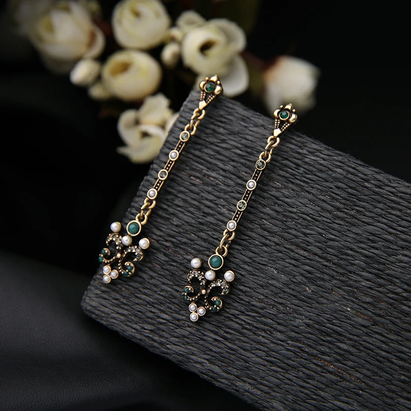 Женские винтажные серьги с подвеской зеленые дешевые акриловые жемчужные