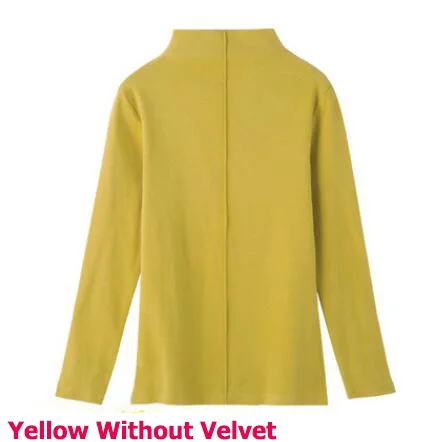 Yellow Without Velve Облегающий свитер с высоким воротом для женщин на осень и зиму, пуловер с длинным рукавом, хлопковые базовые Топы, S-3XL размера плюс, Harajuku, Pull Femme - Цвет: Yellow Without Velve