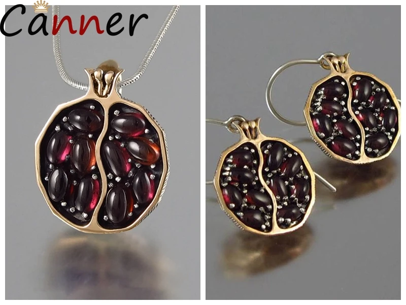 earring necklce Canner богемное женское массивное ожерелье s Золото Серебро Длинная цепочка ожерелье гранатовый красный камень кулон ожерелье s Гранат подарок F4 - Окраска металла: earring necklce