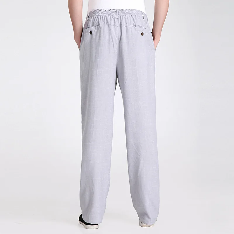 Новое поступление серые китайские мужские брюки кунг-фу хлопковые льняные Wu Shu