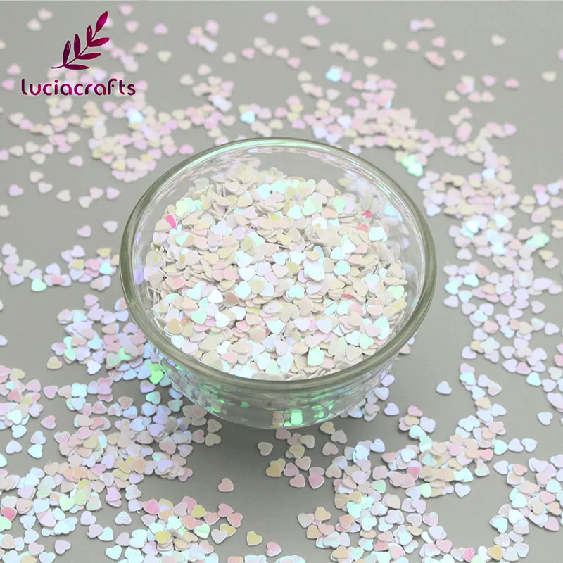 White Lucia crafts 20 г/пакет сердце блеск хлопья Радужная чашка блесток DIY ногтей/одежды/Свадебные/вечерние аксессуары ручной работы D0105 - Цвет: White