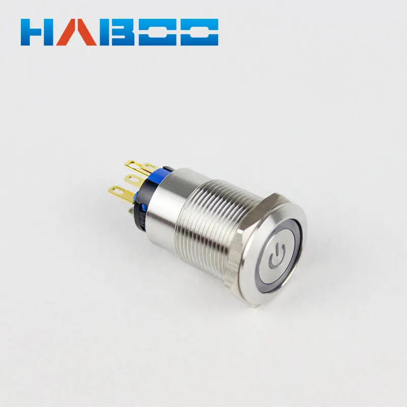10 шт./лот кнопочный переключатель из нержавеющей стали со светодиодной