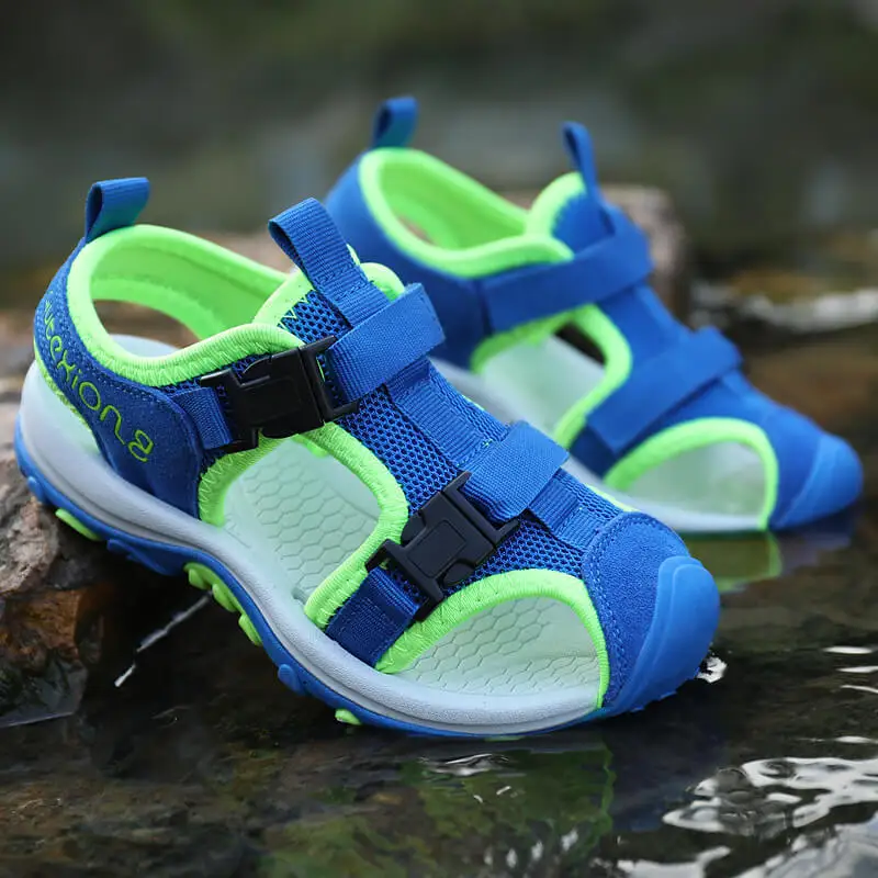 Сандалии из натуральной кожи для мальчиков летняя детская пляжная обувь