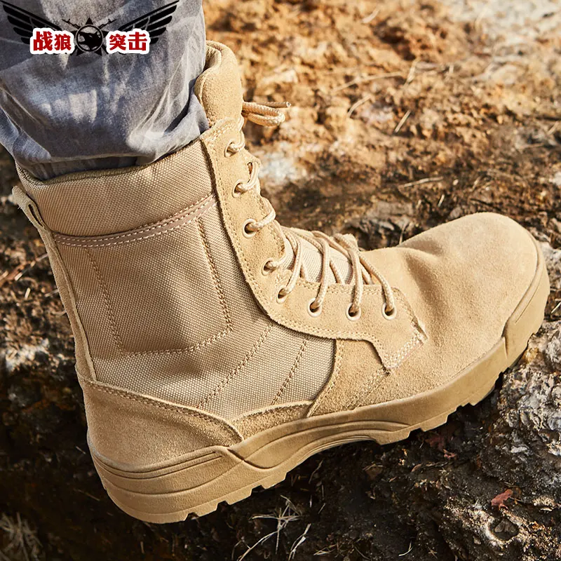 Men's assault high-top hiking boots summer hiking combat men's outdoor tactical breathable desert military waterproof shoes
