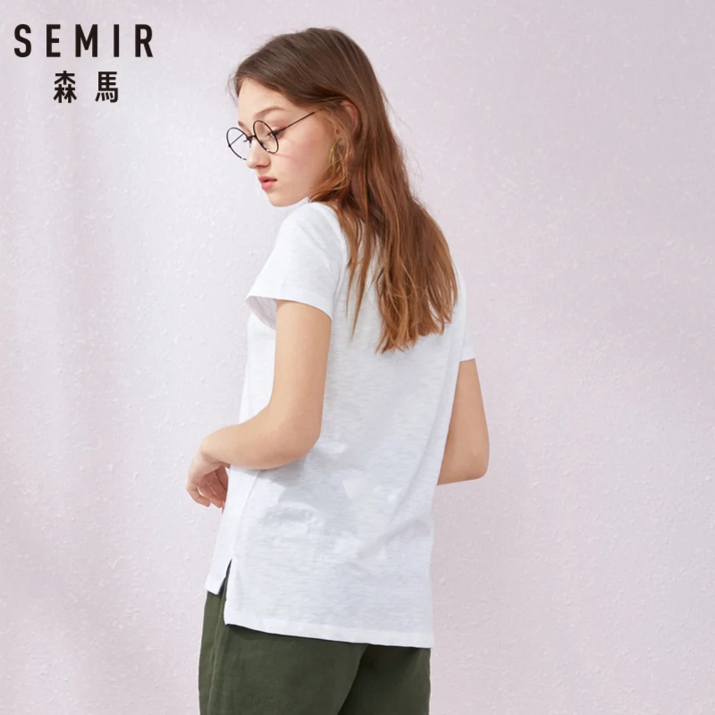 SEMIR 2019 модная женская футболка с крутым принтом белые хлопковые женские футболки