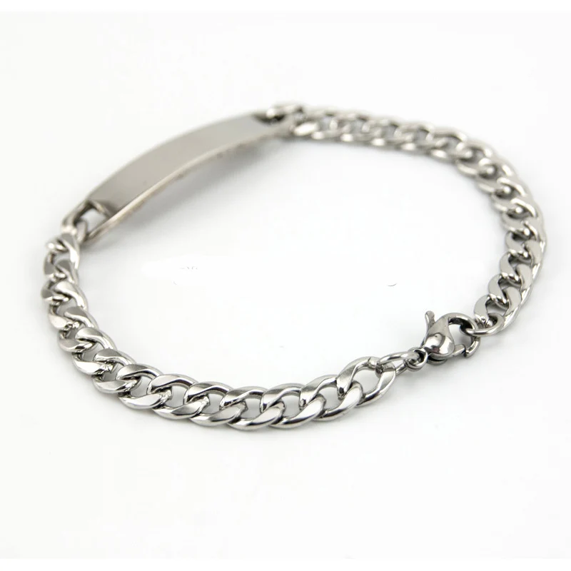 100% нержавеющая сталь мужской браслет пустая пластина металлический ID бирки