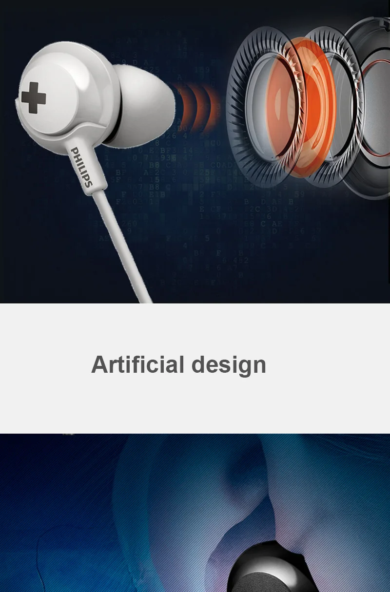 Philips SHE4305 3,5 мм наушники-вкладыши с шумоподавлением стерео бас гарнитура для Xiaomi официальный тест