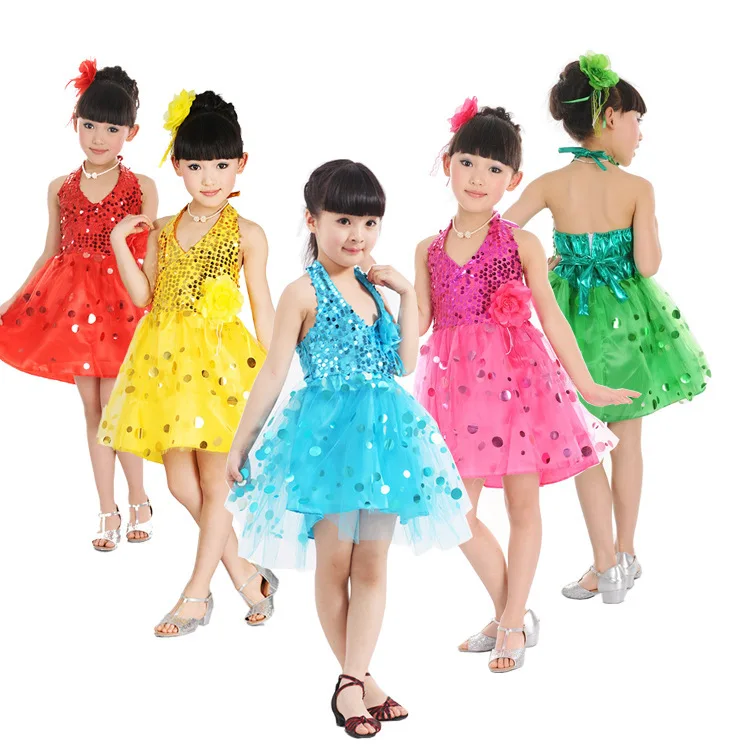 Детское платье для девочек балета сальсы с блестками латинских танцев LD006|dresses