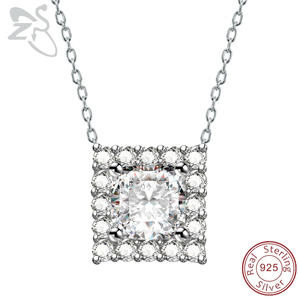 Женское ожерелье из серебра 925 пробы с кулоном фианита | Украшения и аксессуары