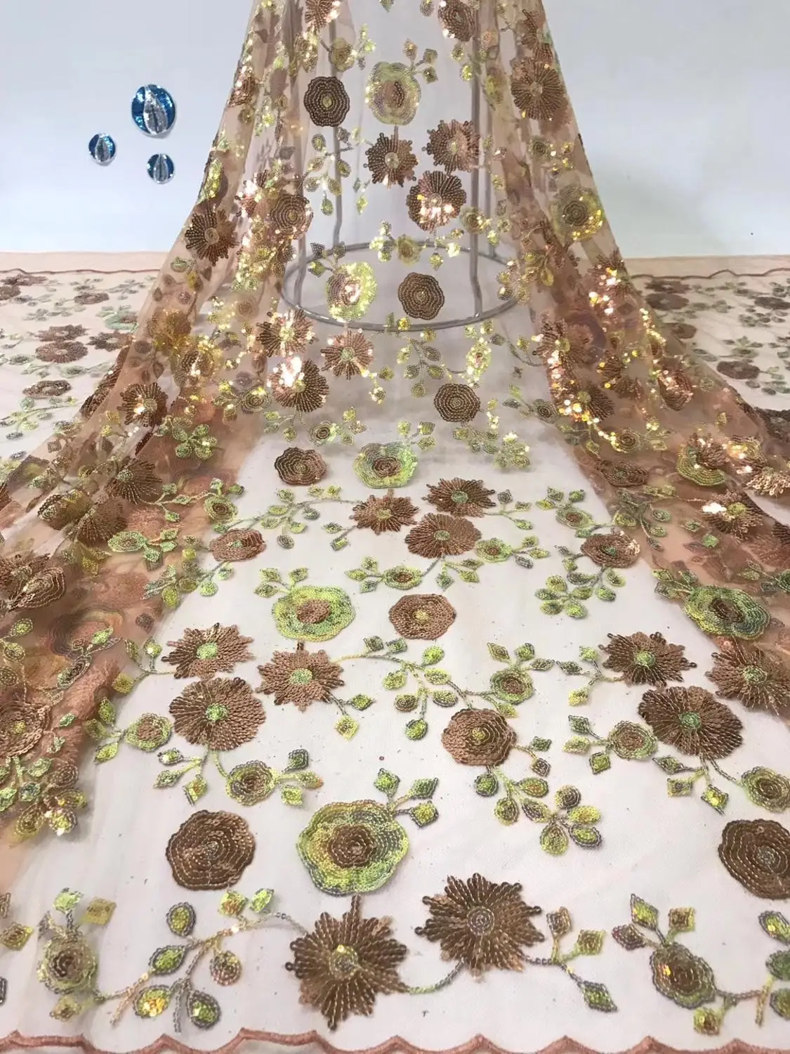 Кружевная ткань с вышивкой в африканском стиле пайетки Кружева французские