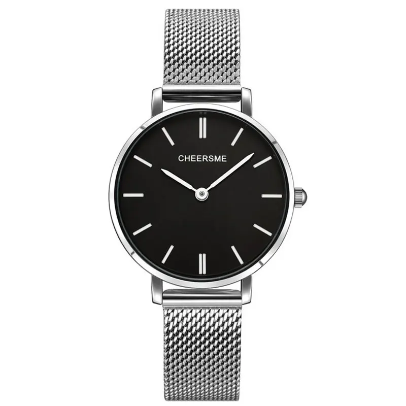 Простые Женские часы 8 мм ультра тонкие водостойкие кварцевые наручные модные