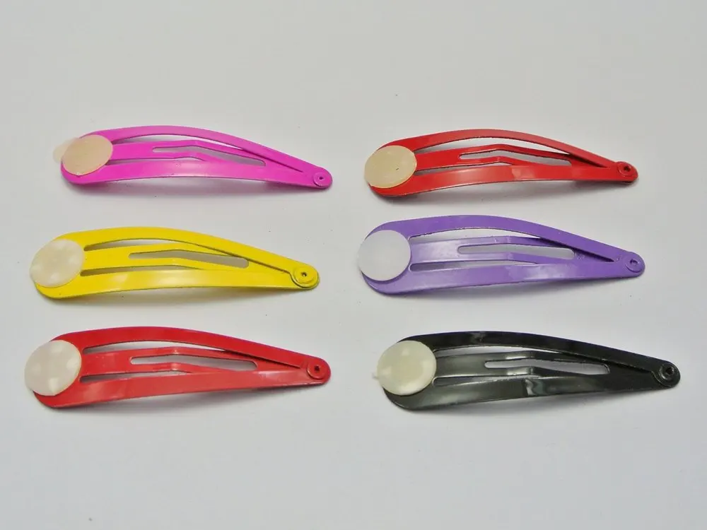 

50 Mixed Color Snap Hair Clips with glue pad 46mm Baby Bows Girls Hair Bows