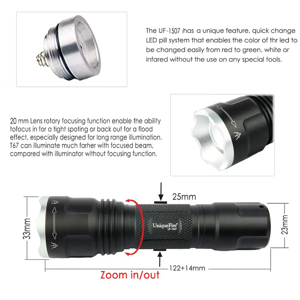 Светодиодный мини фонарик UniqueFire 1507 нм 3 режима 850|mini led flashlight|lampe torcheled flashlight |