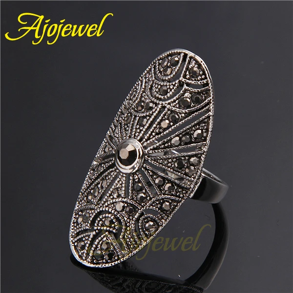 Новое Элегантное женское винтажное ретро кольцо с черным камнем Anel De Falange Bijoux