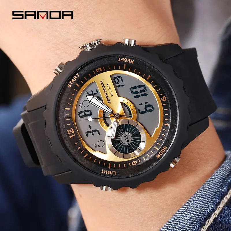 2018 SANDA Militaire Sport Horloge Mannen Waterdichte Elektronische светодиодный Digitale Mannelijke Klok Siliconen 769|Женские