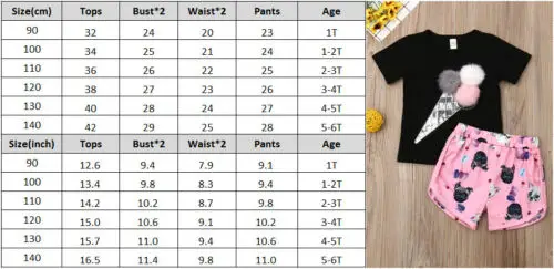 pudcoco 2019 Children Clothing Suits For Girls Clothes Kids Toddler Enfant Fille Infantis Outfits Ice cream Print T-shirt+Shorts | Детская