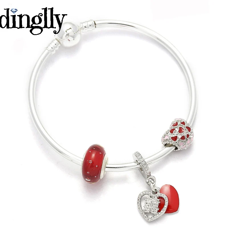 DSZ056 DINGLLY мультфильм Пара висячие Pulsera Шарм браслет с медведем Тигр бусины модные бренды браслеты с медведями браслет для женщин - Окраска металла: DSZ056