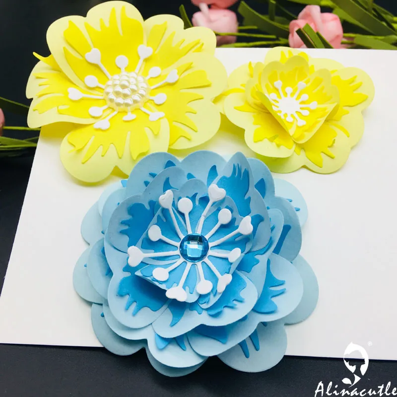 Высечка металла высечка многослойный цветок Alinacraft Скрапбукинг альбом papercraft