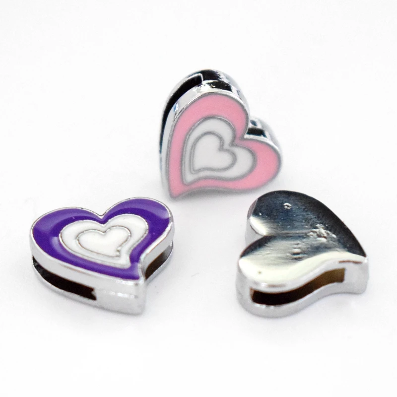 8 мм отверстие розово-голубое сердце горка амулеты эмаль скользящие бусины DIY