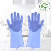1pair magic silicon dishes cleaning gloves with cleaning brush food grade kitchen accessories dishwashing gloves